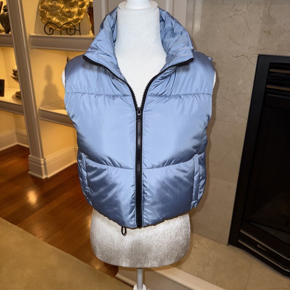 Ci Sono Women's S Padded Vest Slate Blue Wind Resistant Cropped